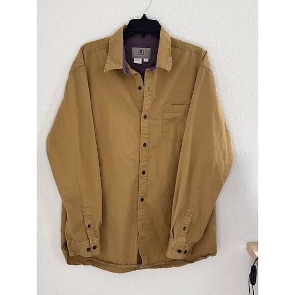 THE TERRITORY AHEAD Mens Jean Shirt XL Cotton Button Up Mustard Grandpacore READ - Picture 2 of 13
